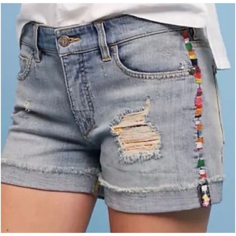 Pilcro Hyphen High-Rise Embroidered Shorts Size 26